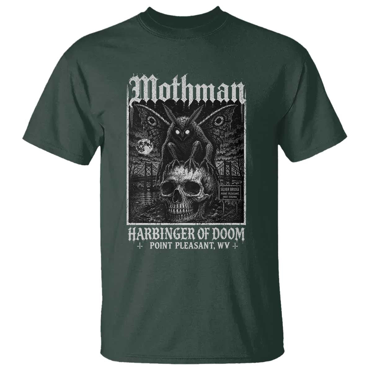 Mothman Harbinger of Doom Point Pleasant WV T Shirt Gothic Horror Cryptid Creature
