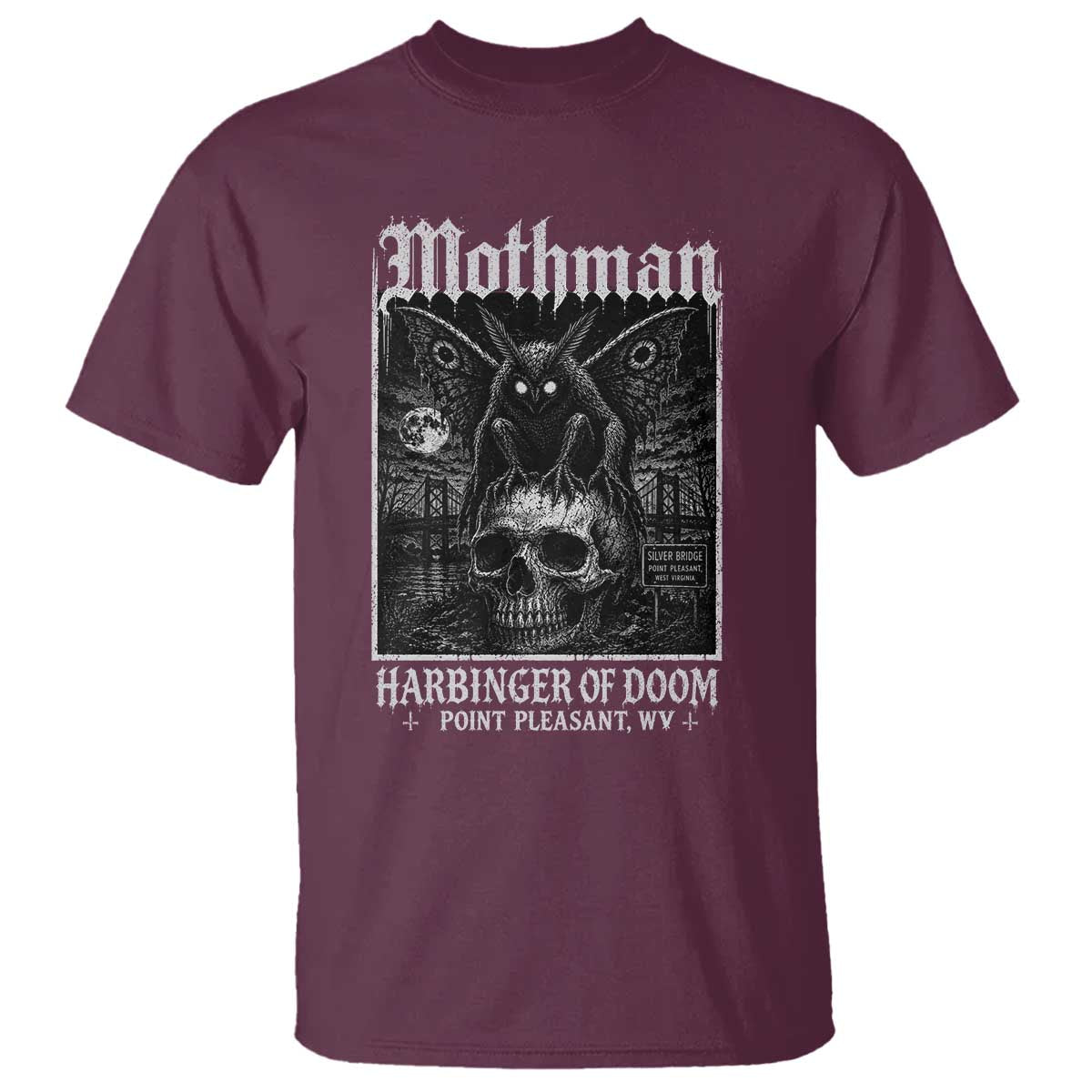 Mothman Harbinger of Doom Point Pleasant WV T Shirt Gothic Horror Cryptid Creature