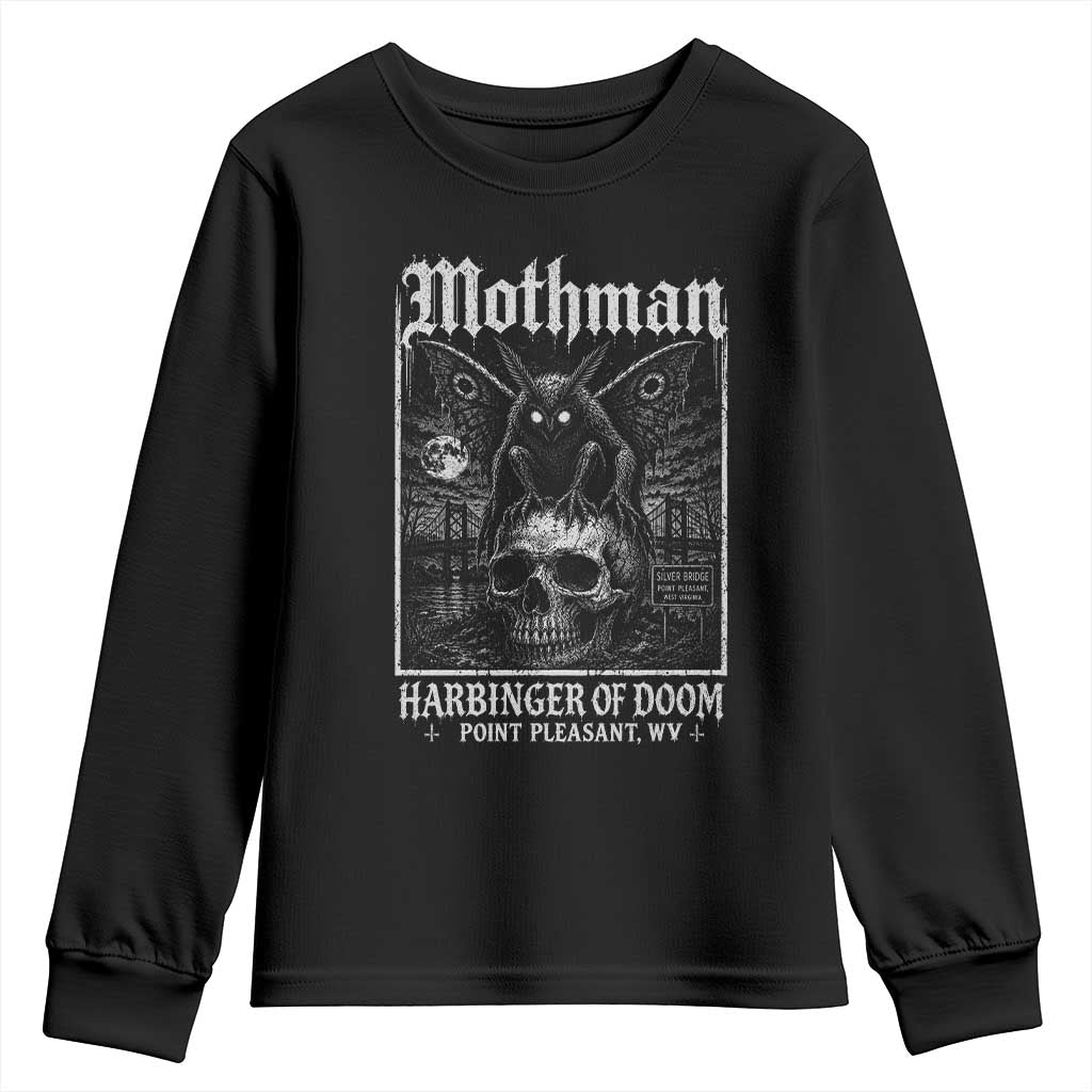 Mothman Harbinger of Doom Point Pleasant WV Youth Sweatshirt Gothic Horror Cryptid Creature