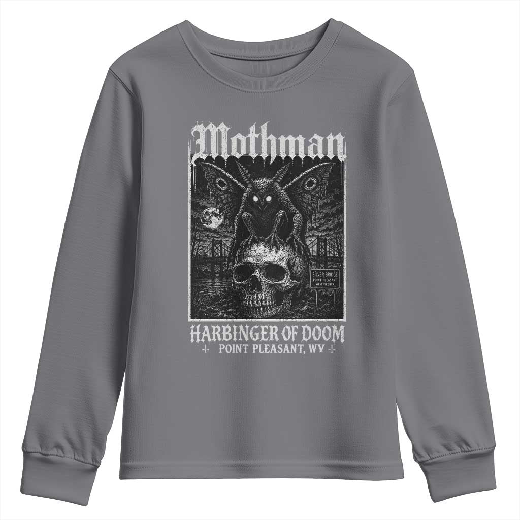 Mothman Harbinger of Doom Point Pleasant WV Youth Sweatshirt Gothic Horror Cryptid Creature