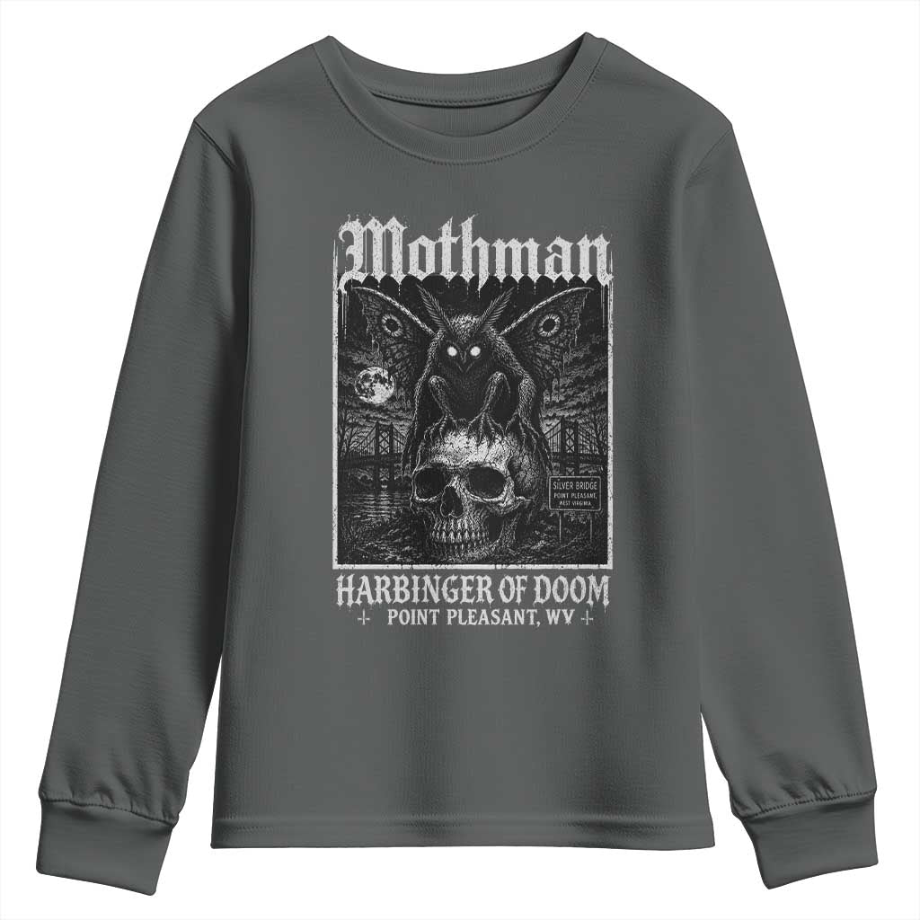 Mothman Harbinger of Doom Point Pleasant WV Youth Sweatshirt Gothic Horror Cryptid Creature