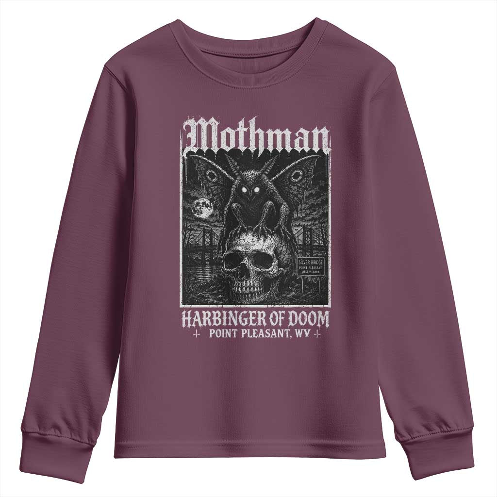 Mothman Harbinger of Doom Point Pleasant WV Youth Sweatshirt Gothic Horror Cryptid Creature