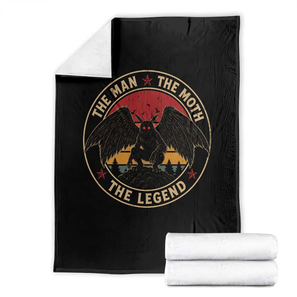 Funny Mothman The Man The Moth The Legend Throw Blanket Retro Folklore Creepy Cryptid
