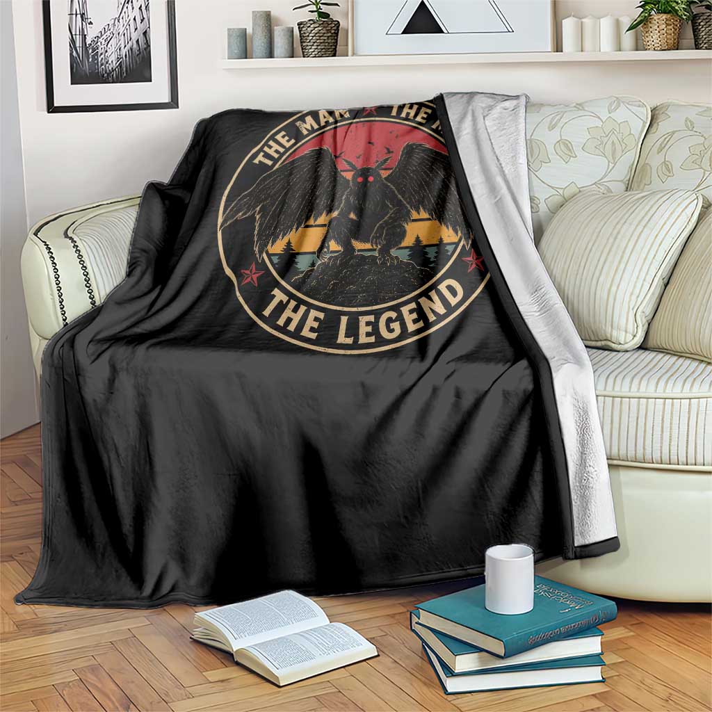 Funny Mothman The Man The Moth The Legend Throw Blanket Retro Folklore Creepy Cryptid