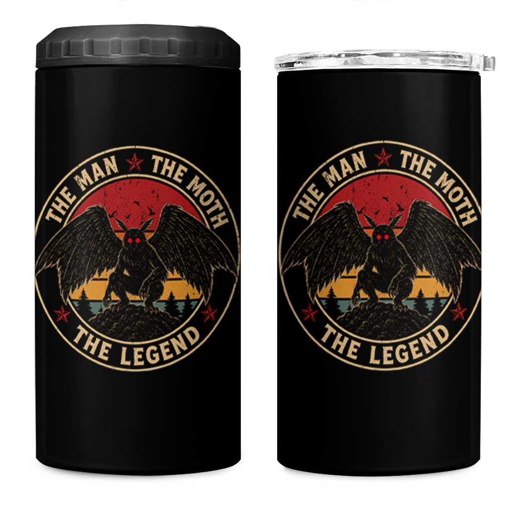 Funny Mothman The Man The Moth The Legend 4 in 1 Can Cooler Tumbler Retro Folklore Creepy Cryptid