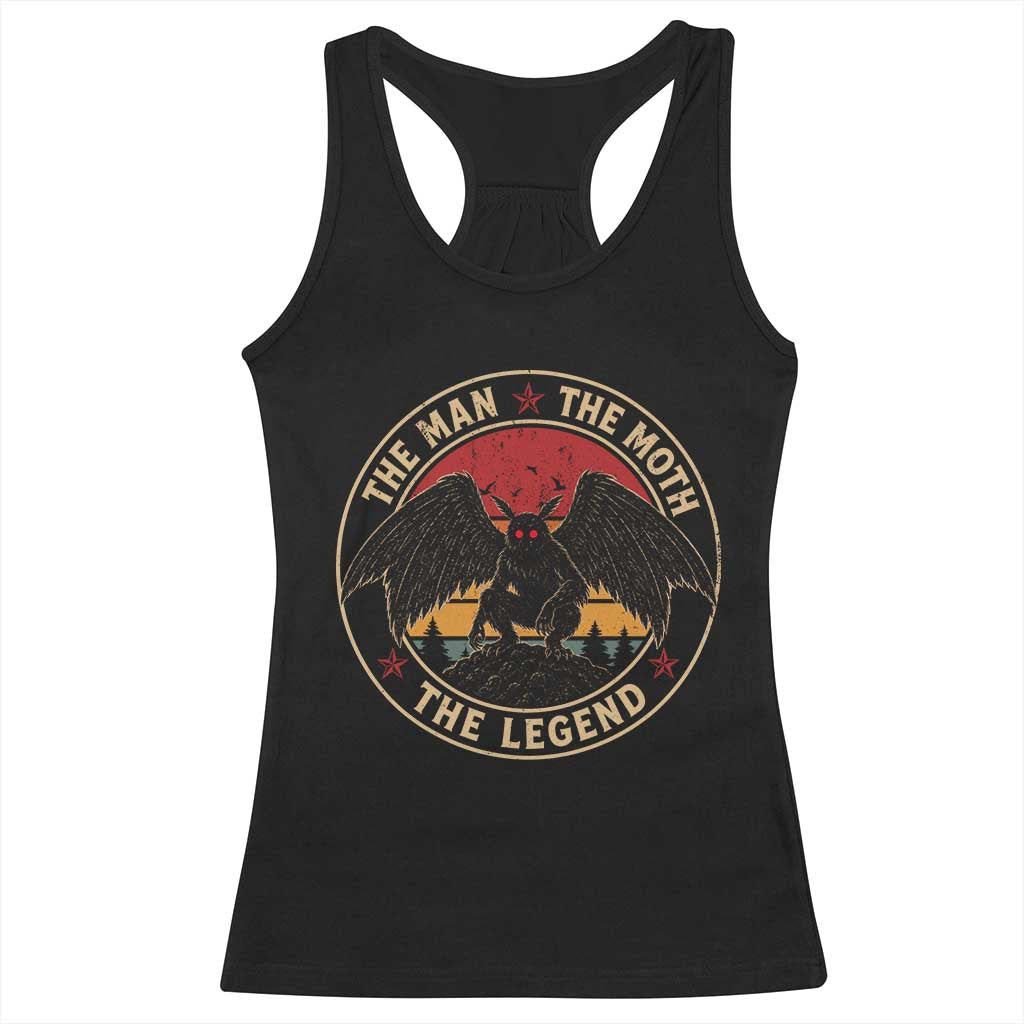 Funny Mothman The Man The Moth The Legend Racerback Tank Top Retro Folklore Creepy Cryptid