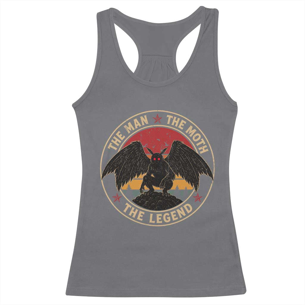 Funny Mothman The Man The Moth The Legend Racerback Tank Top Retro Folklore Creepy Cryptid