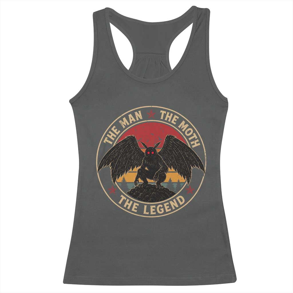 Funny Mothman The Man The Moth The Legend Racerback Tank Top Retro Folklore Creepy Cryptid