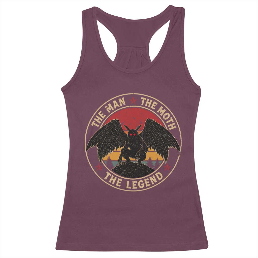Funny Mothman The Man The Moth The Legend Racerback Tank Top Retro Folklore Creepy Cryptid