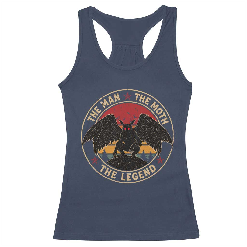Funny Mothman The Man The Moth The Legend Racerback Tank Top Retro Folklore Creepy Cryptid