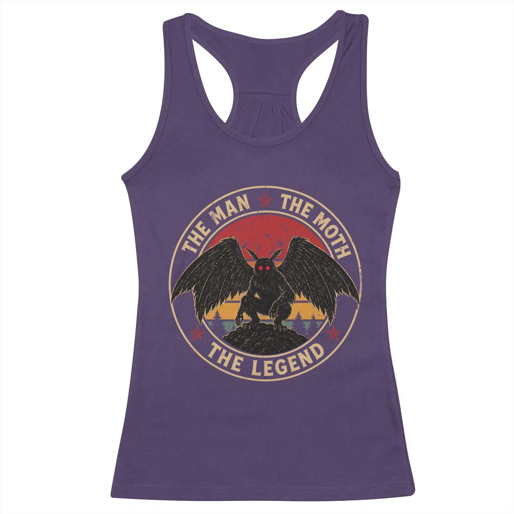 Funny Mothman The Man The Moth The Legend Racerback Tank Top Retro Folklore Creepy Cryptid