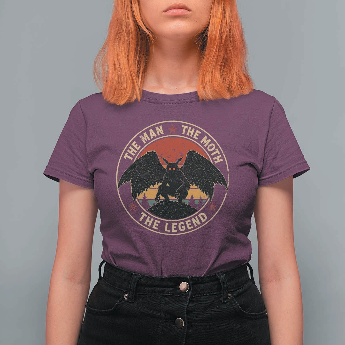 Funny Mothman The Man The Moth The Legend T Shirt For Women Retro Folklore Creepy Cryptid