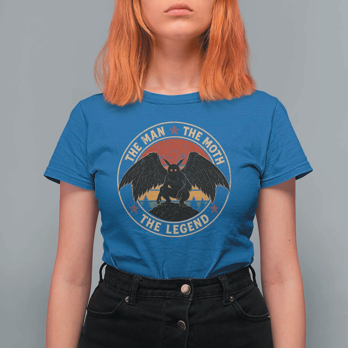 Funny Mothman The Man The Moth The Legend T Shirt For Women Retro Folklore Creepy Cryptid