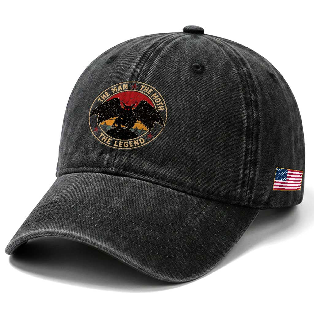 Funny Mothman The Man The Moth The Legend Washed Cotton Baseball Cap Retro Folklore Creepy Cryptid