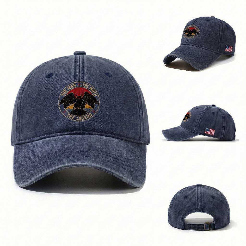 Funny Mothman The Man The Moth The Legend Washed Cotton Baseball Cap Retro Folklore Creepy Cryptid