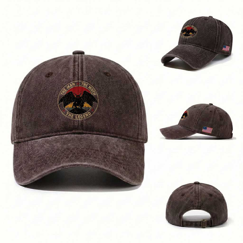 Funny Mothman The Man The Moth The Legend Washed Cotton Baseball Cap Retro Folklore Creepy Cryptid