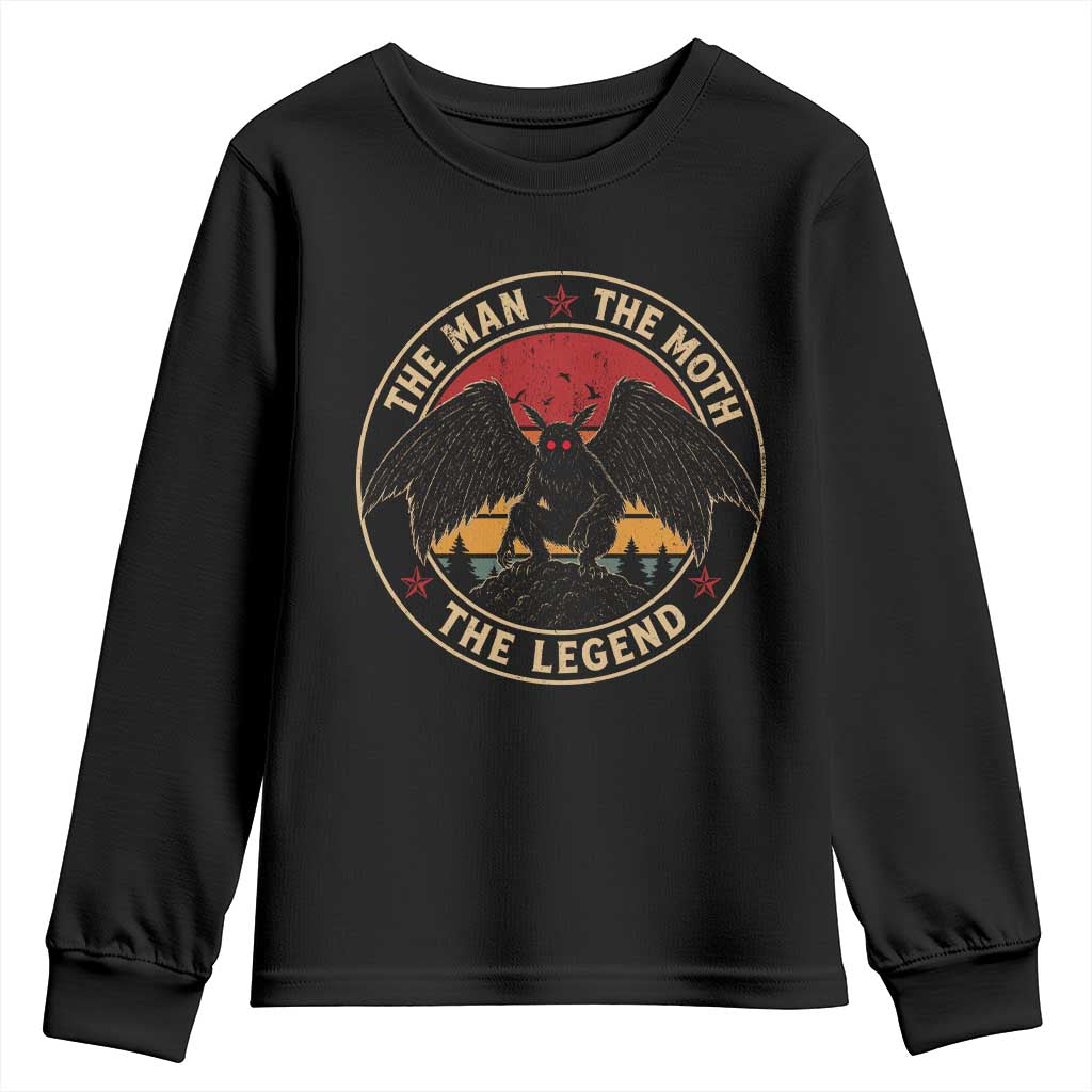 Funny Mothman The Man The Moth The Legend Youth Sweatshirt Retro Folklore Creepy Cryptid