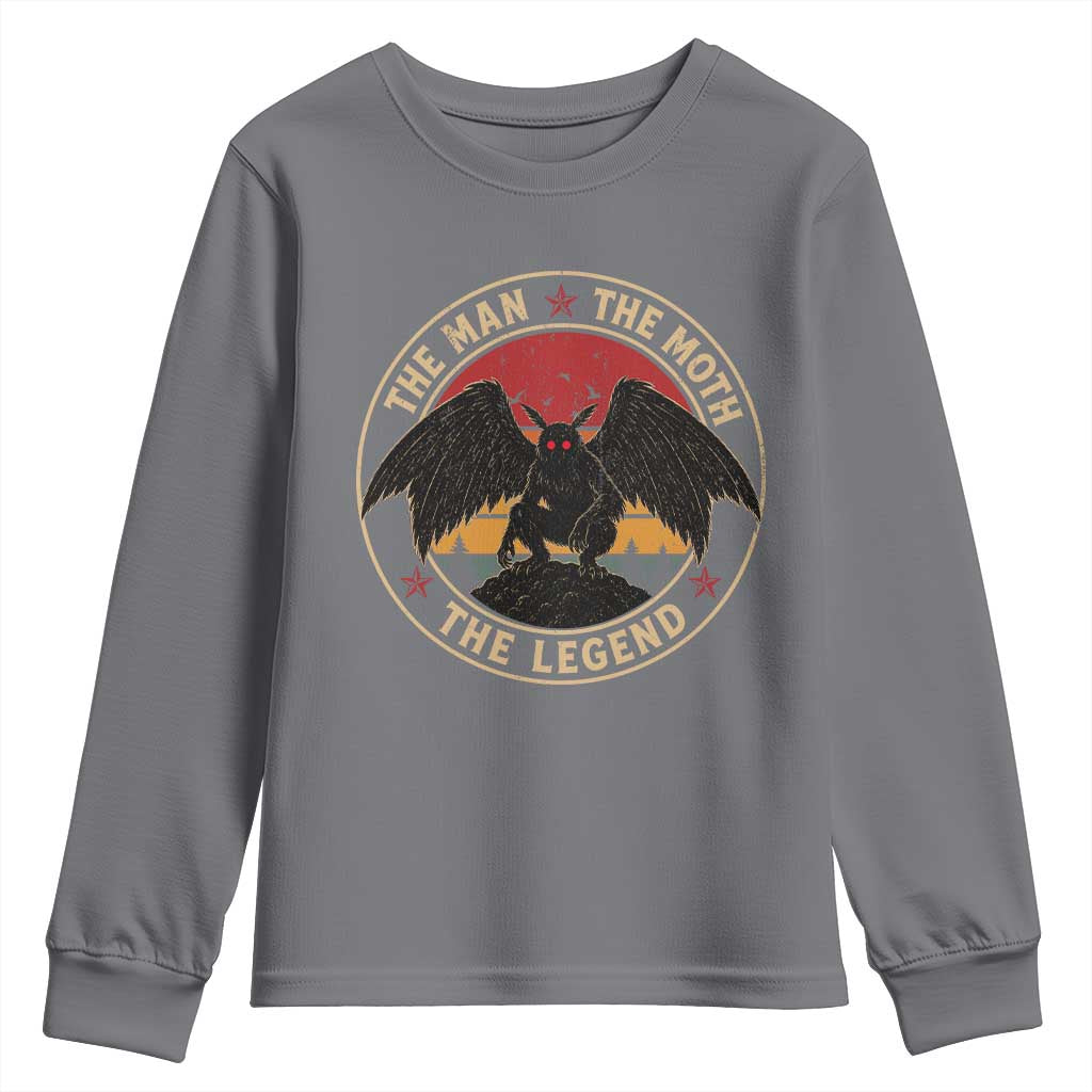Funny Mothman The Man The Moth The Legend Youth Sweatshirt Retro Folklore Creepy Cryptid