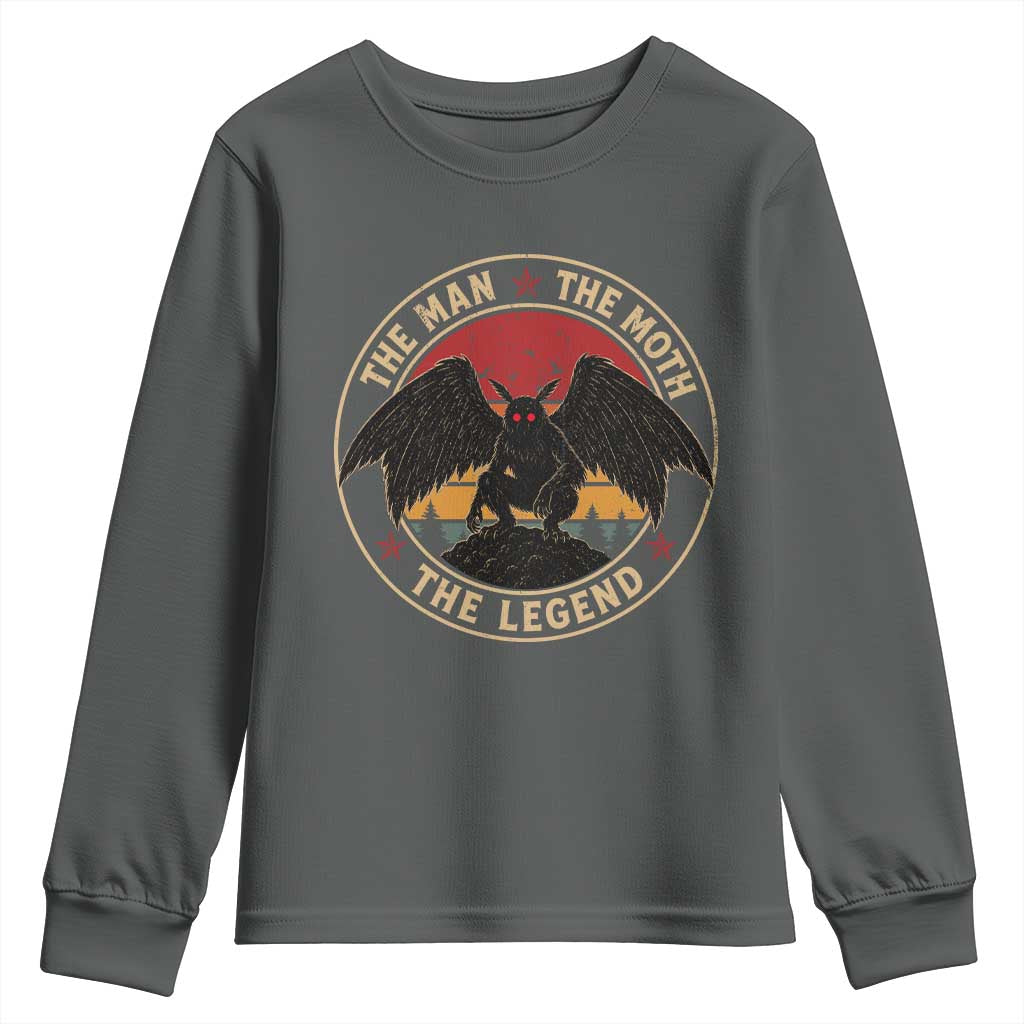 Funny Mothman The Man The Moth The Legend Youth Sweatshirt Retro Folklore Creepy Cryptid