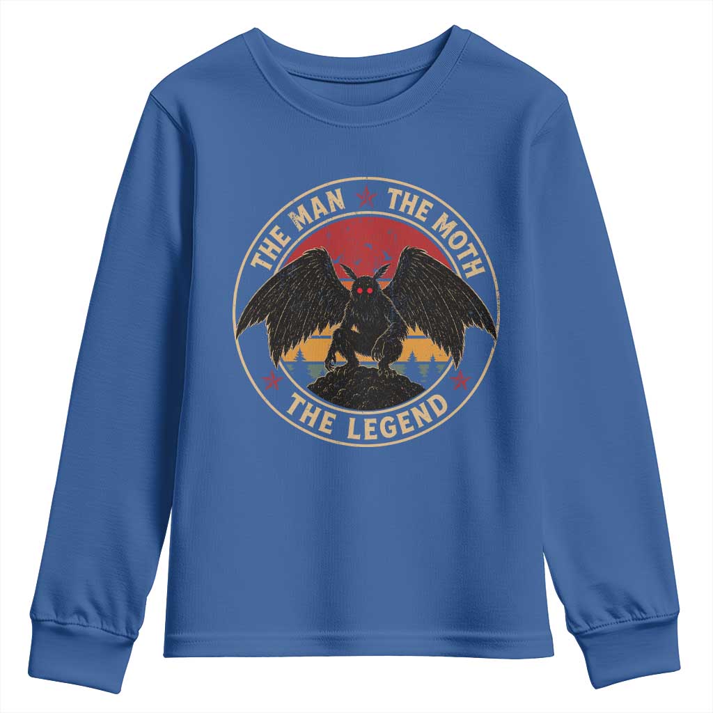 Funny Mothman The Man The Moth The Legend Youth Sweatshirt Retro Folklore Creepy Cryptid