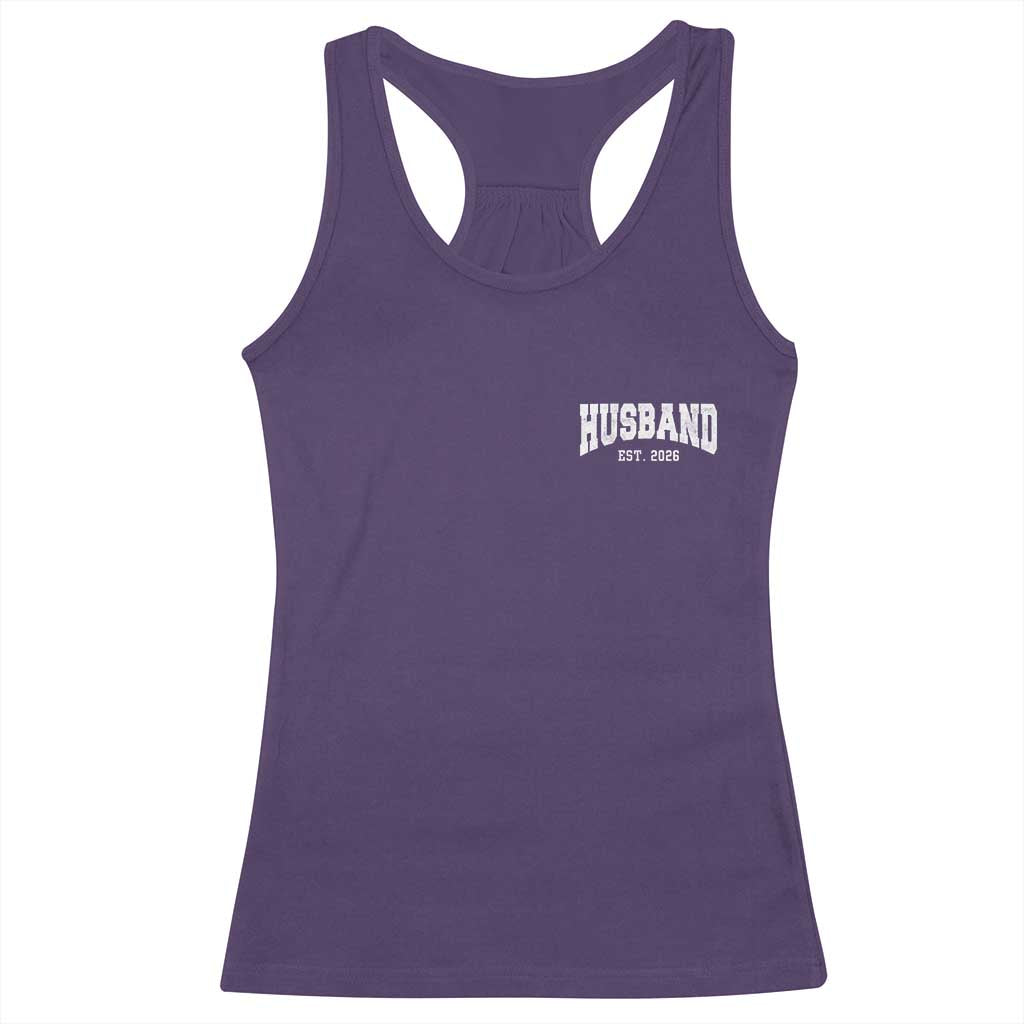 Husband Est 2026 Racerback Tank Top Just Married Couple Matching Wedding Honeymoon