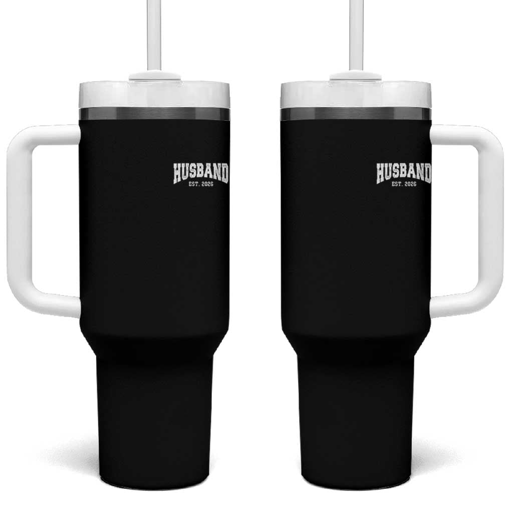 Husband Est 2026 Tumbler With Handle Just Married Couple Matching Wedding Honeymoon