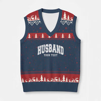 Personalized Husband V-Neck Knit Sweater Vest Custom Text Name Hubby Marriage Anniversary Couple Gift