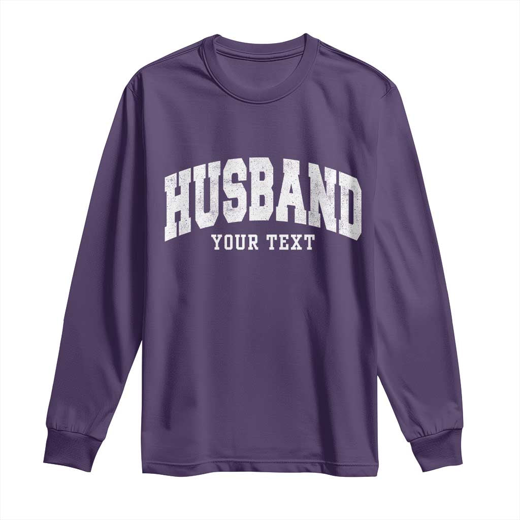 Personalized Husband Long Sleeve Shirt Custom Text Name Hubby Marriage Anniversary Couple Gift