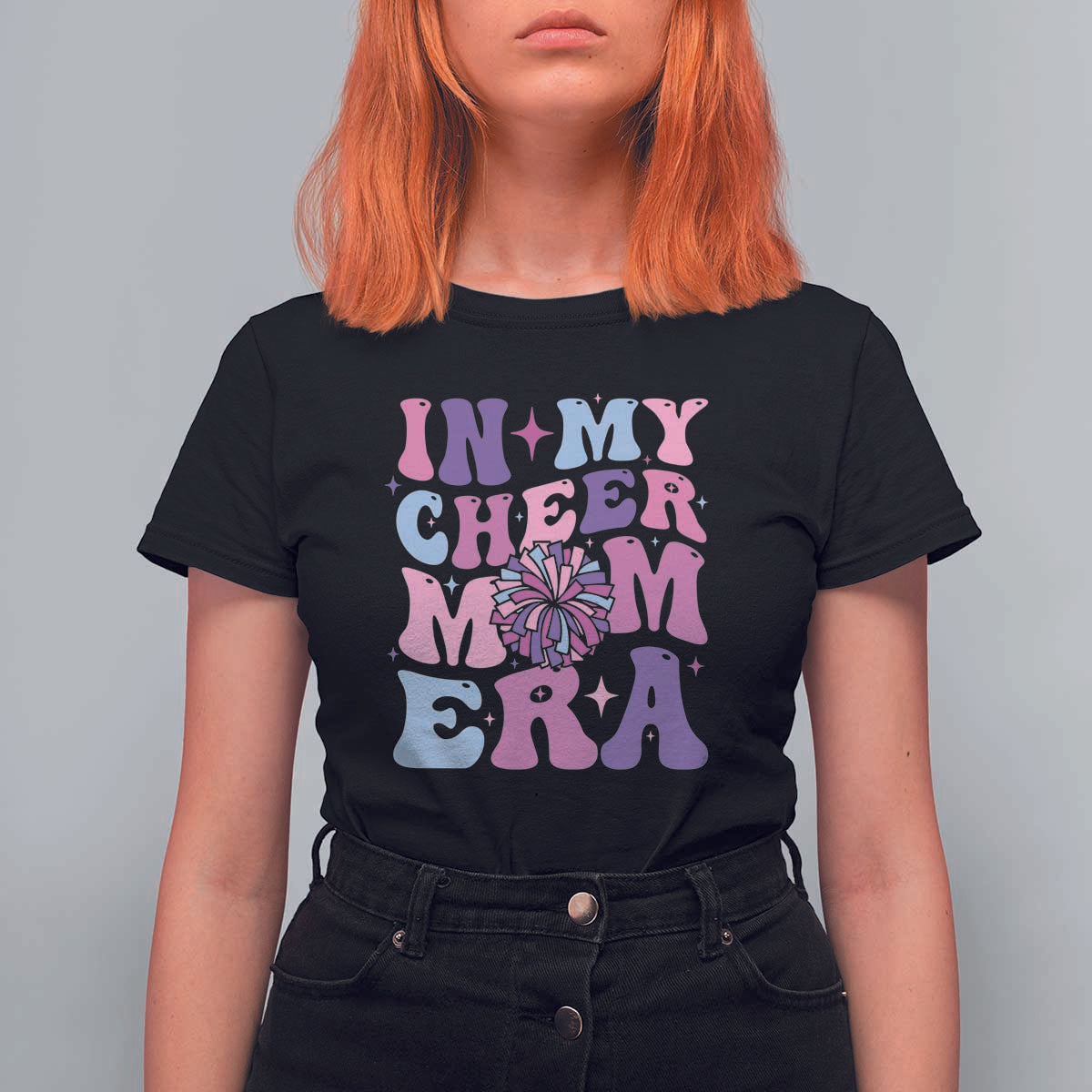 Funny Football Mom T Shirt For Women In My Cheer Mom Era Cheerleader Pompom - Wonder Print Shop