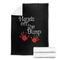 Pregnancy Announcement Throw Blanket Hands Off The Bump Halloween Pregnant Red Baby Handprint - Wonder Print Shop