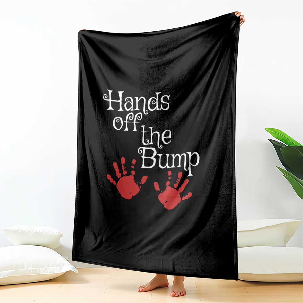 Pregnancy Announcement Throw Blanket Hands Off The Bump Halloween Pregnant Red Baby Handprint - Wonder Print Shop