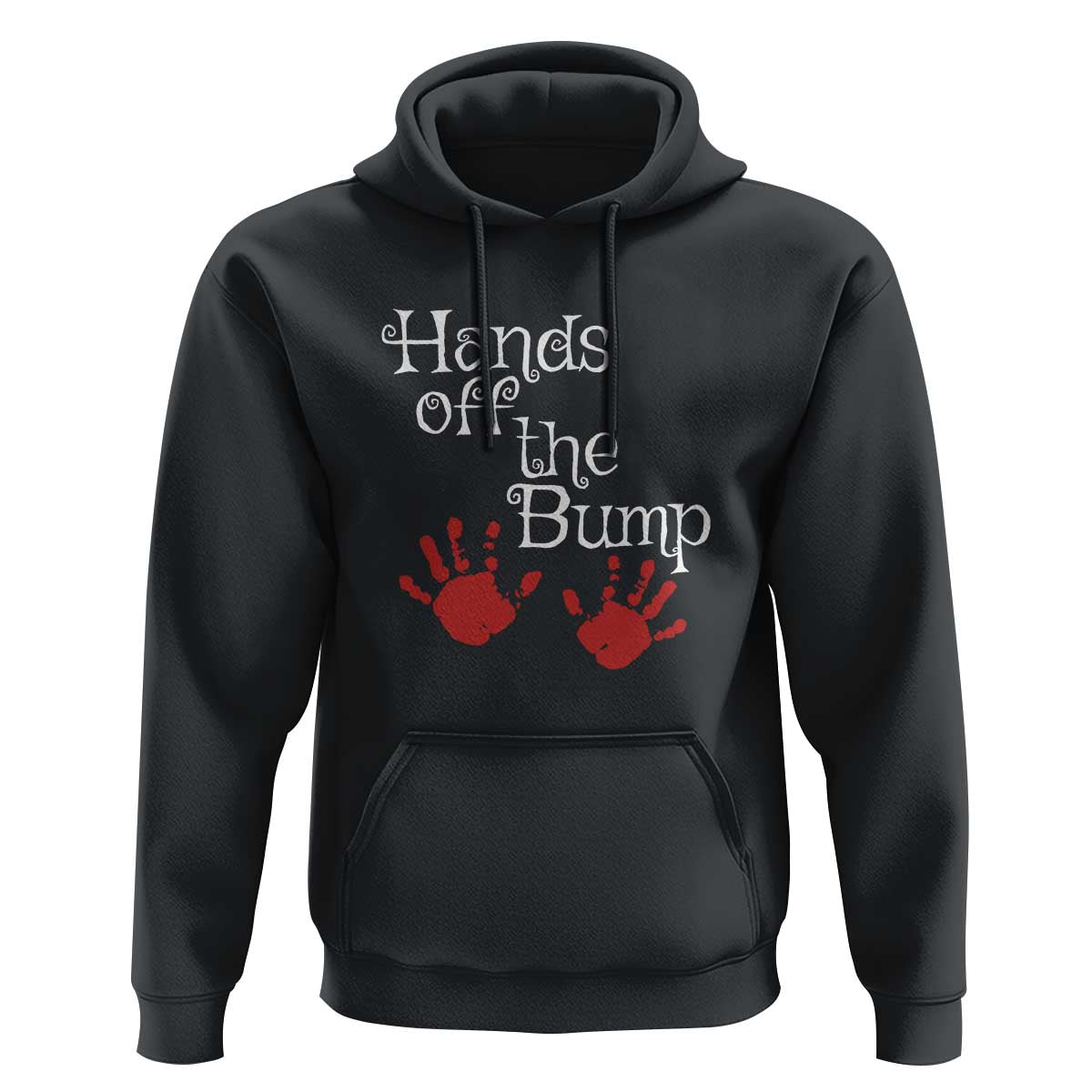 Pregnancy Announcement Hoodie Hands Off The Bump Halloween Pregnant Red Baby Handprint