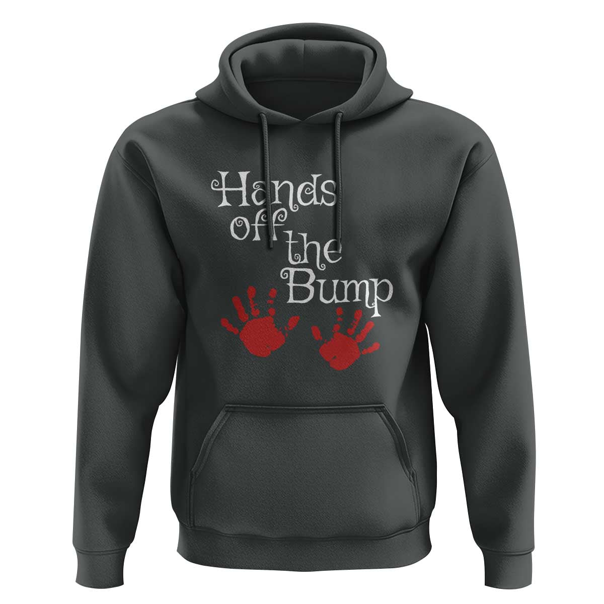 Pregnancy Announcement Hoodie Hands Off The Bump Halloween Pregnant Red Baby Handprint
