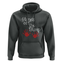 Pregnancy Announcement Hoodie Hands Off The Bump Halloween Pregnant Red Baby Handprint