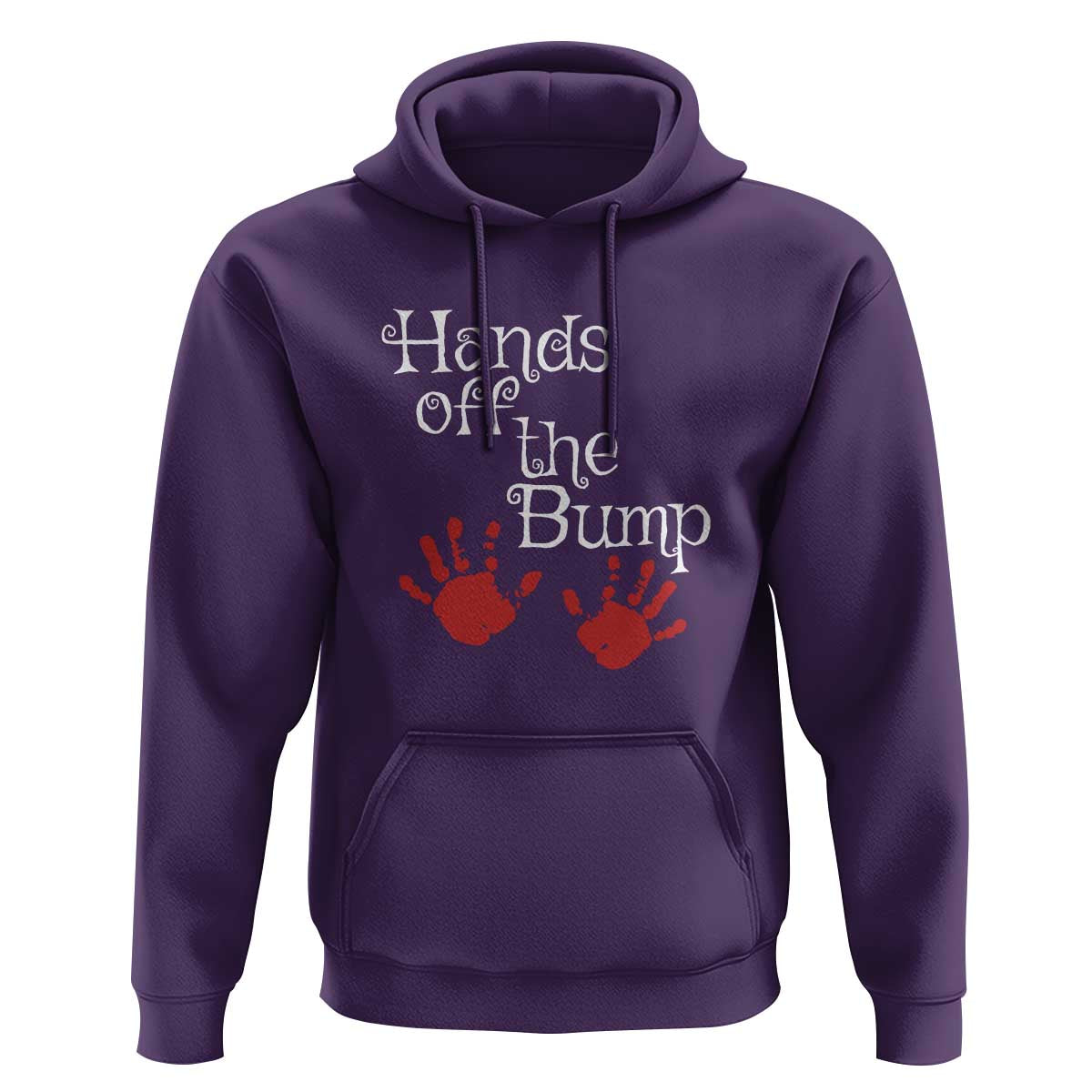 Pregnancy Announcement Hoodie Hands Off The Bump Halloween Pregnant Red Baby Handprint