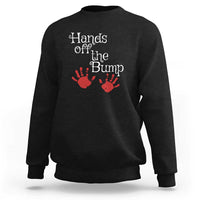 Pregnancy Announcement Sweatshirt Hands Off The Bump Halloween Pregnant Red Baby Handprint - Wonder Print Shop