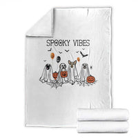 Halloween Throw Blanket Spooky Vibes Cute Dog Ghost Pumpkin - Wonder Print Shop