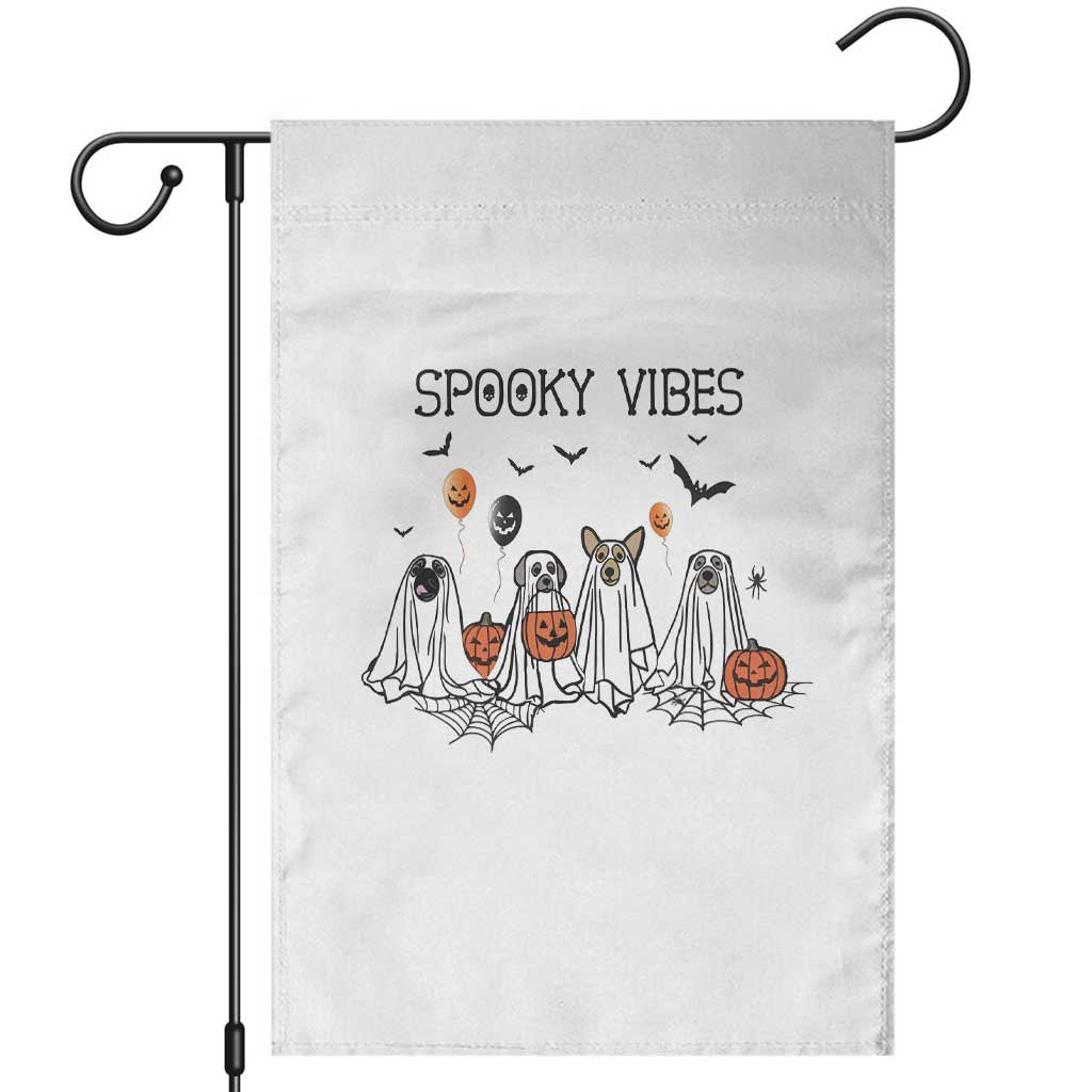 Halloween Garden Flag Spooky Vibes Cute Dog Ghost Pumpkin - Wonder Print Shop