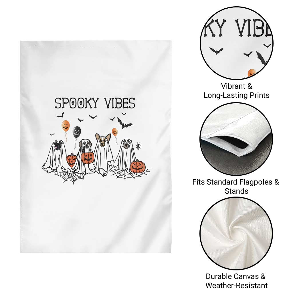 Halloween Garden Flag Spooky Vibes Cute Dog Ghost Pumpkin - Wonder Print Shop