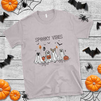 Halloween T Shirt Spooky Vibes Cute Dog Ghost Pumpkin - Wonder Print Shop