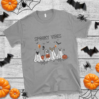 Halloween T Shirt Spooky Vibes Cute Dog Ghost Pumpkin - Wonder Print Shop