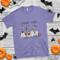 Halloween T Shirt Spooky Vibes Cute Dog Ghost Pumpkin - Wonder Print Shop