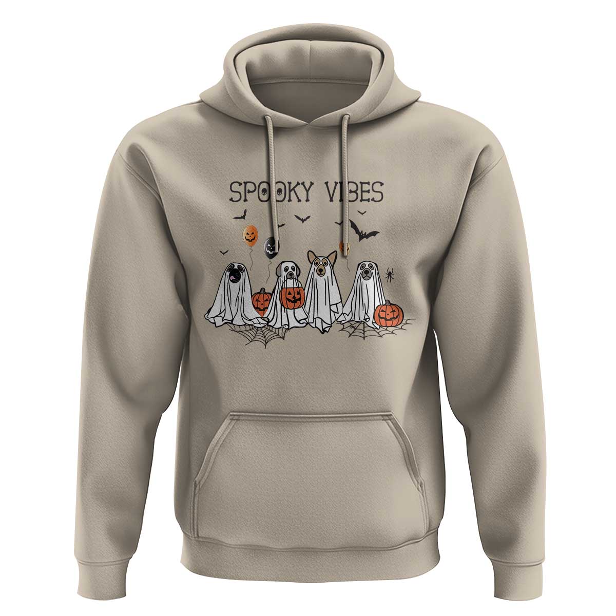Halloween Hoodie Spooky Vibes Cute Dog Ghost Pumpkin