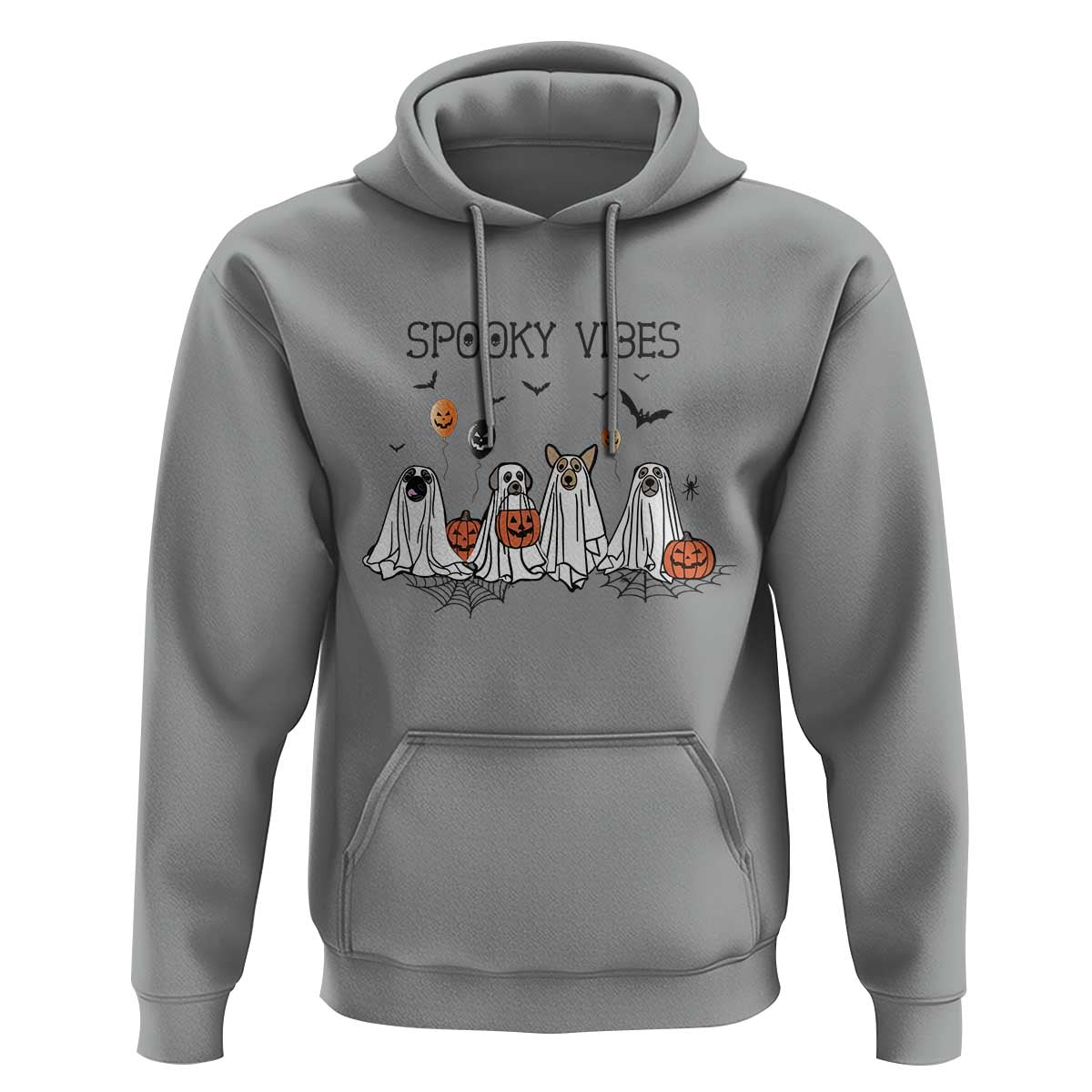 Halloween Hoodie Spooky Vibes Cute Dog Ghost Pumpkin