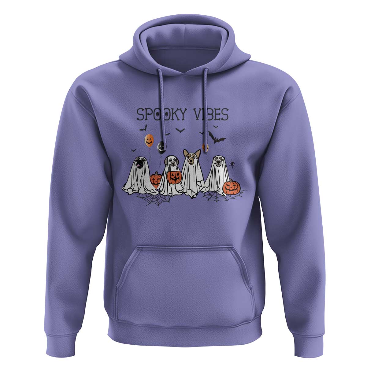 Halloween Hoodie Spooky Vibes Cute Dog Ghost Pumpkin
