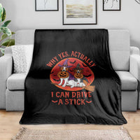 Funny Halloween Dog Throw Blanket Why Yes Actually I Can Drive A Stick Witch - Wonder Print Shop