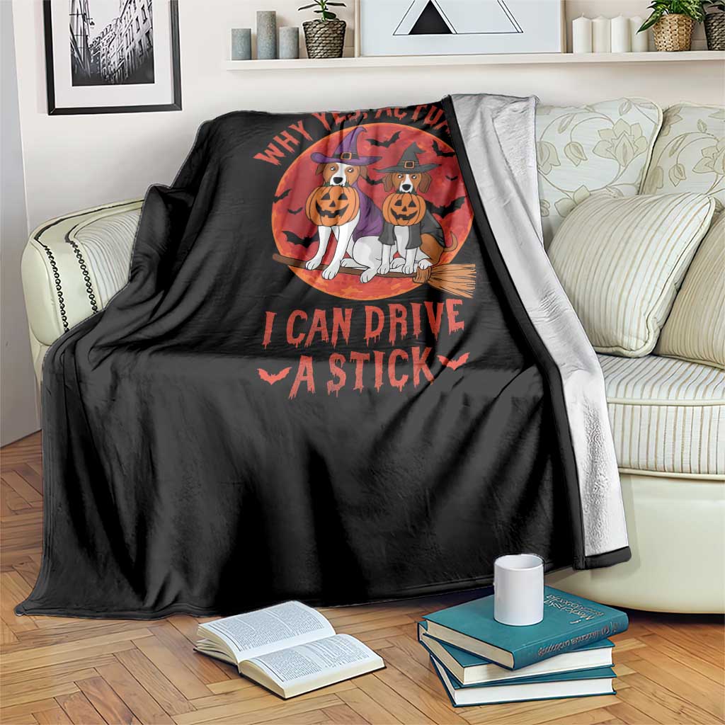Funny Halloween Dog Throw Blanket Why Yes Actually I Can Drive A Stick Witch - Wonder Print Shop