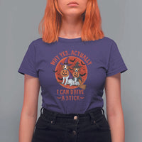 Funny Halloween Dog T Shirt For Women Why Yes Actually I Can Drive A Stick Witch - Wonder Print Shop