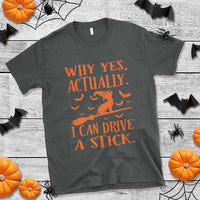 Halloween Dog T Shirt Why Yes Actually I Can Drive A Stick Witch - Wonder Print Shop