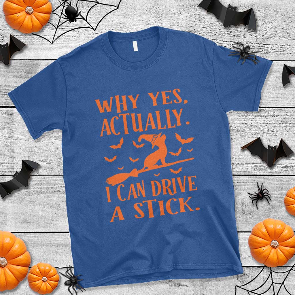Halloween Dog T Shirt Why Yes Actually I Can Drive A Stick Witch - Wonder Print Shop